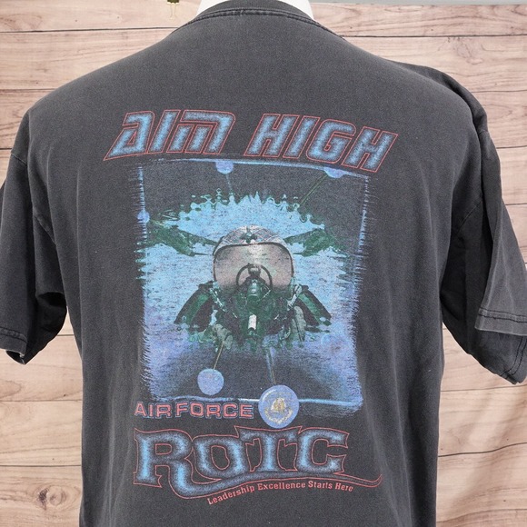 VINTAGE AIR FORCE ROTC FADED BLACK MILITARY T-SHIRT SZ L - Picture 6 of 9